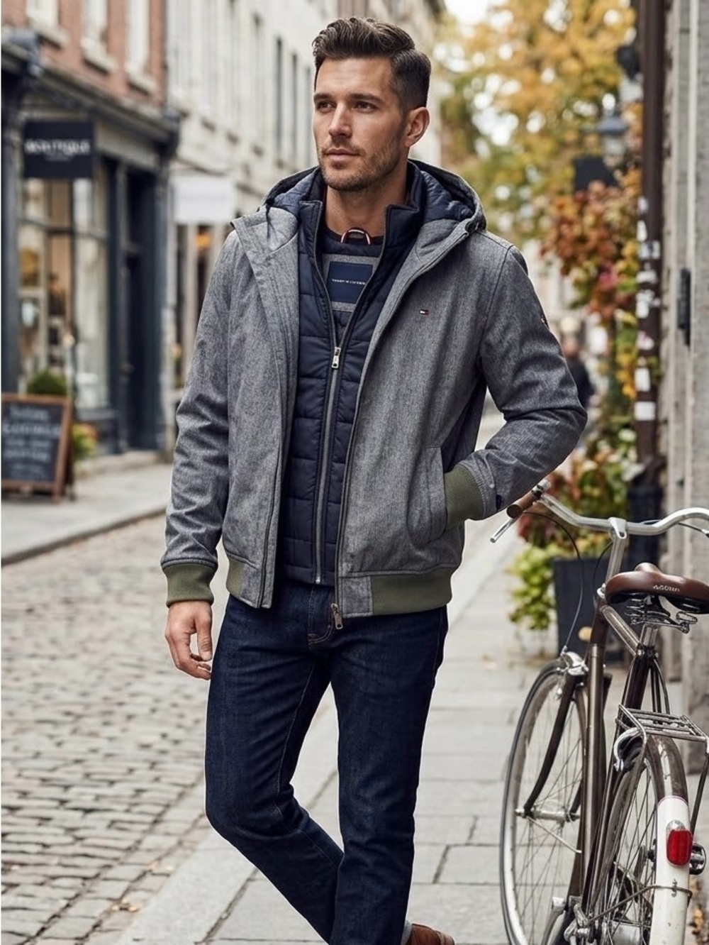 Men’s Tommy Grey Insulated 3-in-1 Performance Jacket -Size S